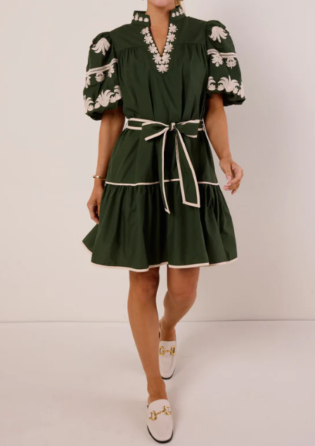 Fall Green Simple Dress