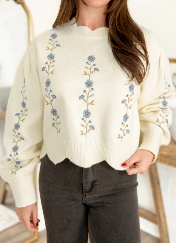 Floral Embroidered Sweater