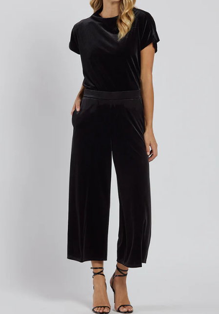 Velvet Stretch Wide-leg Holiday 2pc Set