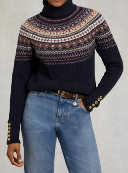 Warm High-neck Pattern Sweater