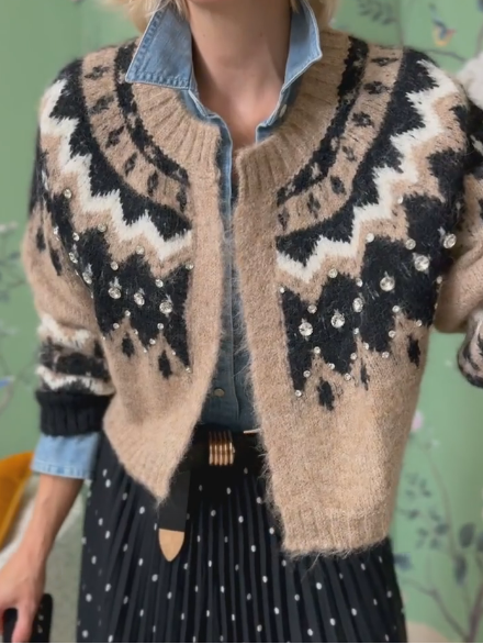 Embellished Fair Isle Cropped Cardigan