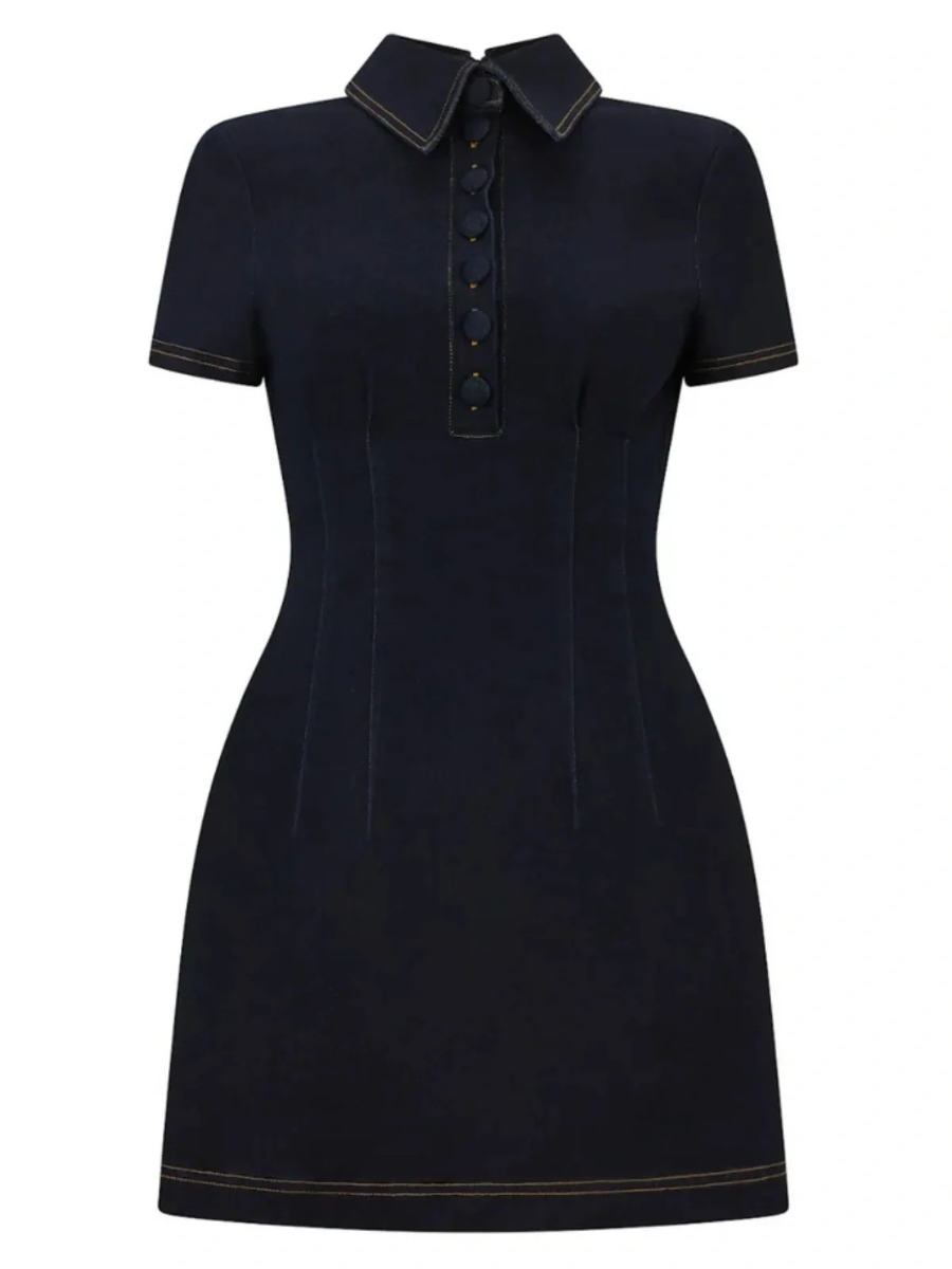 The Ultimate Muse Denim Collared Mini Dress