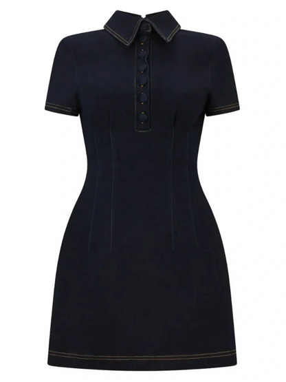 The Ultimate Muse Denim Collared Mini Dress
