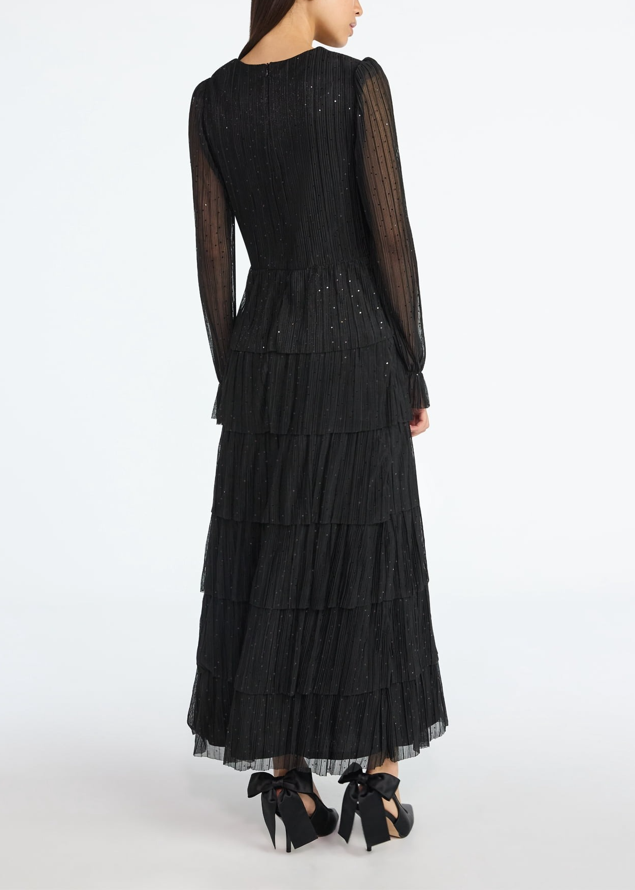 Scoop Women's and Women's Plus Glitter Ruffle Maxi Dress