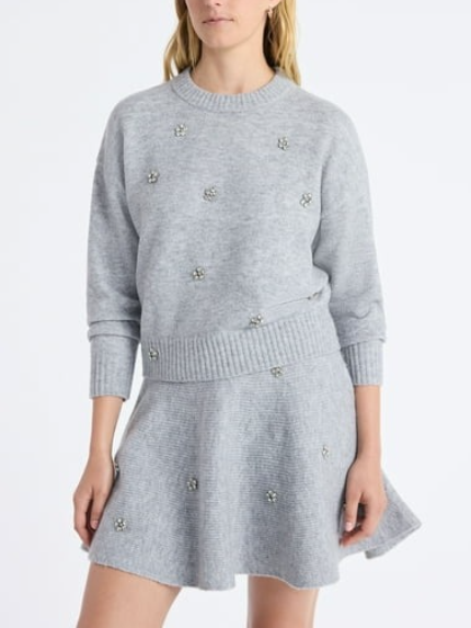 Women's Embellished Mock Neck Sweater with Dress