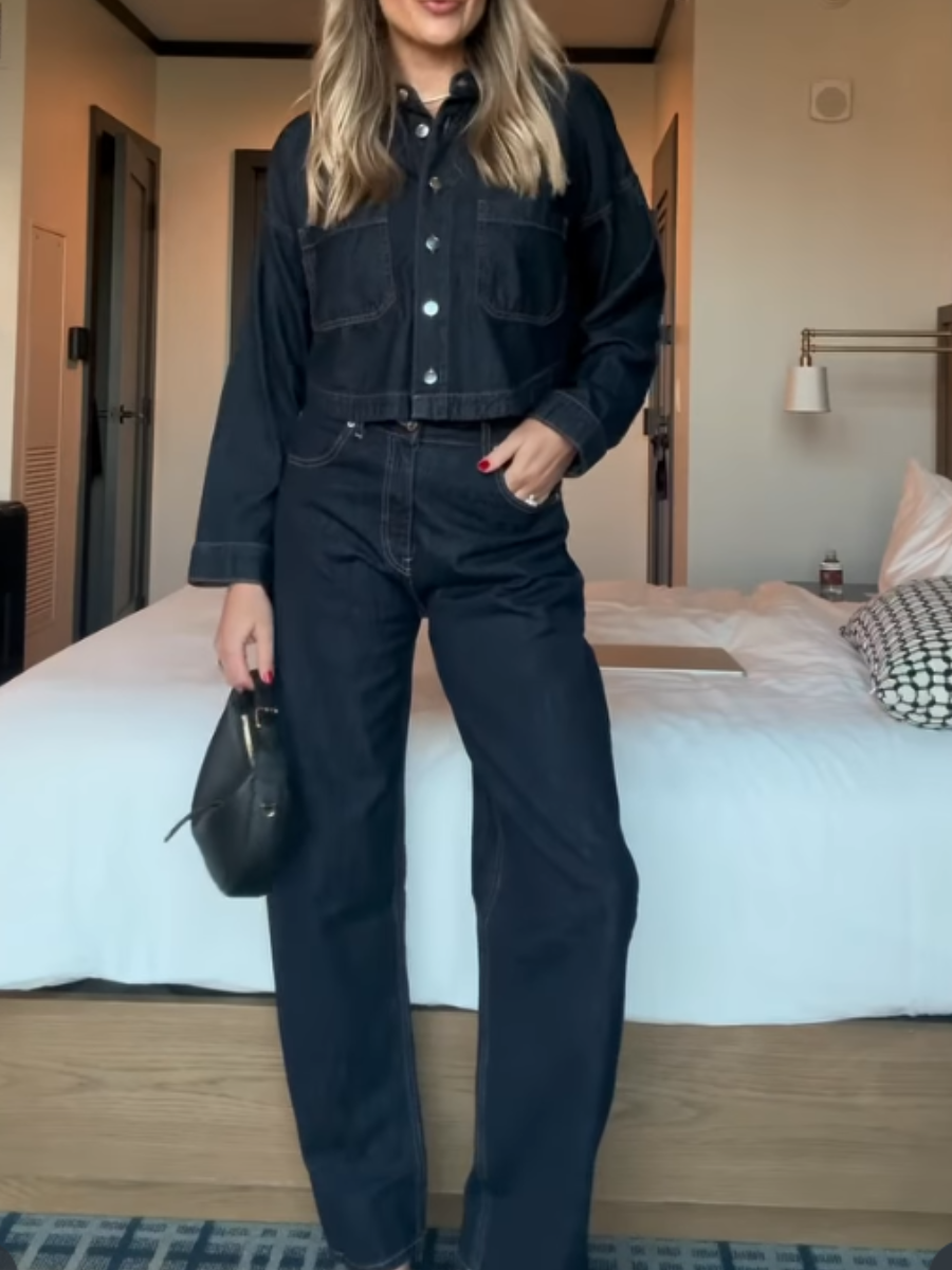 Fashion Jackson denim two-piece suit