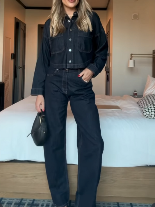 Fashion Jackson denim two-piece suit
