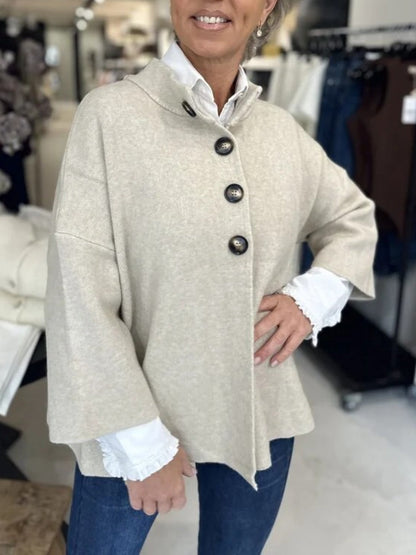 Chunky Buttoned Mock - Neck Cardigan