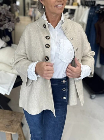 Chunky Buttoned Mock - Neck Cardigan