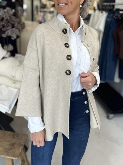 Chunky Buttoned Mock - Neck Cardigan