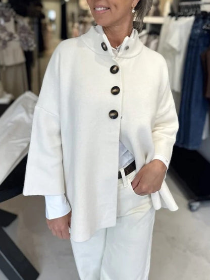 Chunky Buttoned Mock - Neck Cardigan